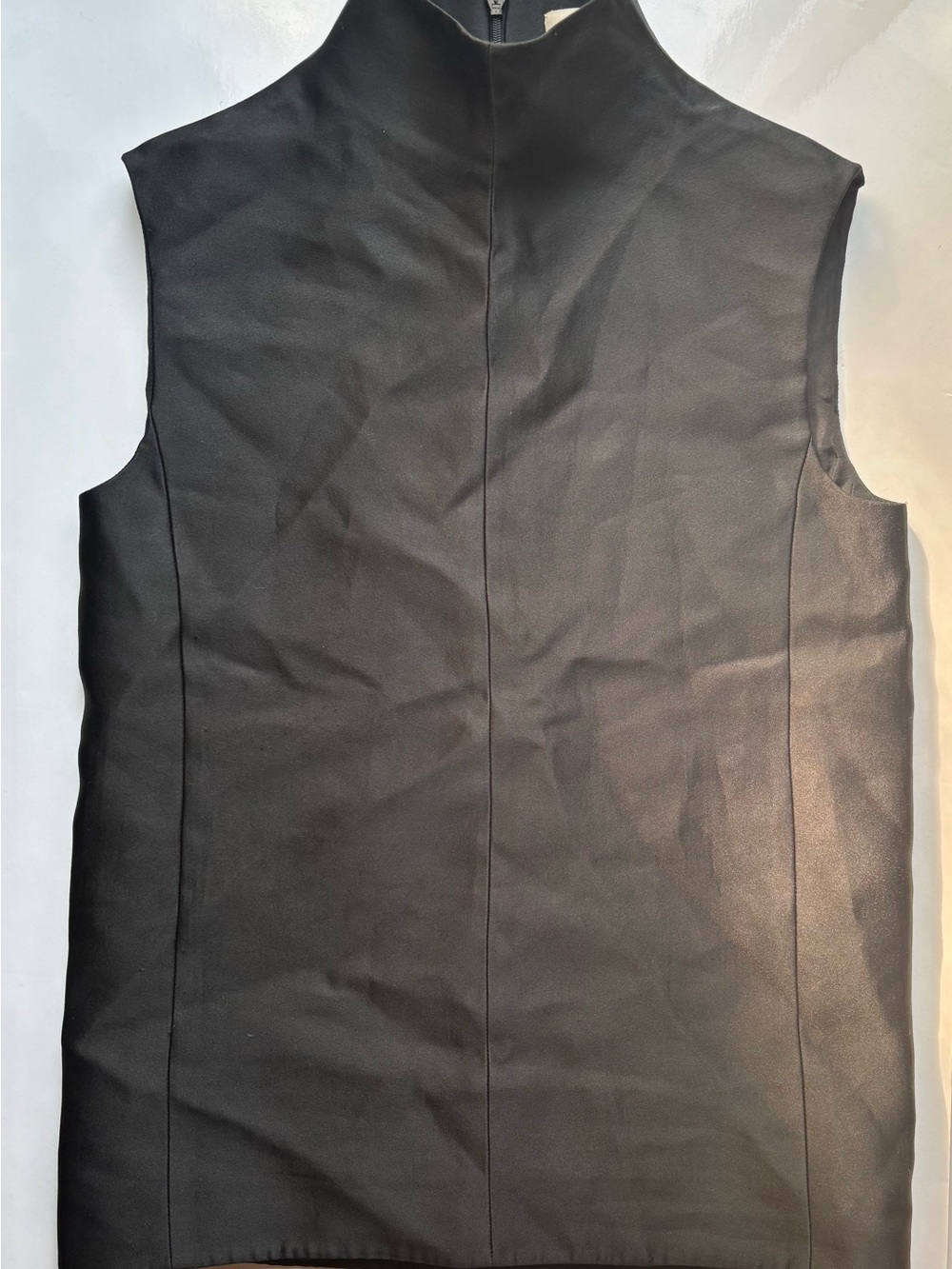Celine black silk sleeveless mock neck top satin made in france designer office